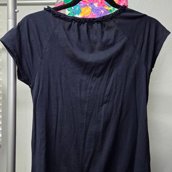 A Touch of Elegance: LOFT SP Petite Blue Shirt with Ruffles - Picture 6 of 6